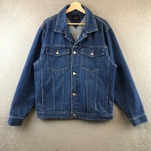 Vintage Tommy Hilfiger Denim Jacket Mens Large Blue Trucker Jean Coat